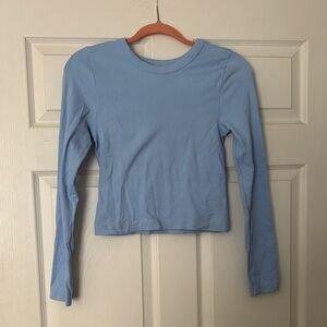Women's Baby Blue Long Sleeve workout Top